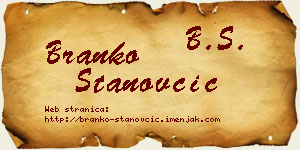 Branko Stanovčić vizit kartica